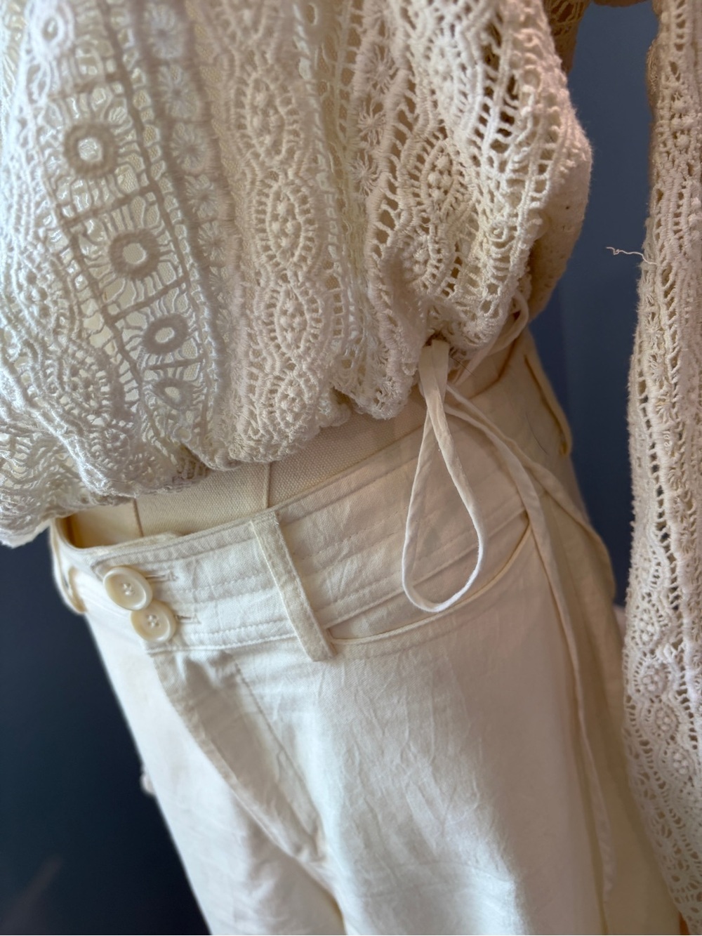 Lucky Brand Ivory Crochet Lace Long Sleeve Sweater Boho Pullover - Picture 7 of 8